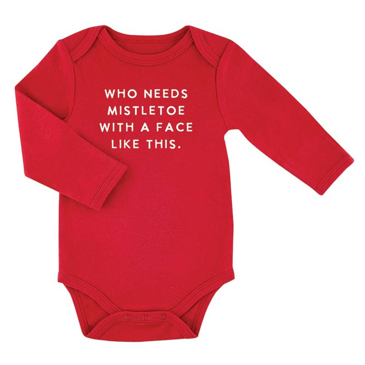 Long Sleeve Snapshirt - Mistletoe: Machine Wash Cold. Tumble Dry Low. / 95% Cotton 5% Spandex / 3-6M