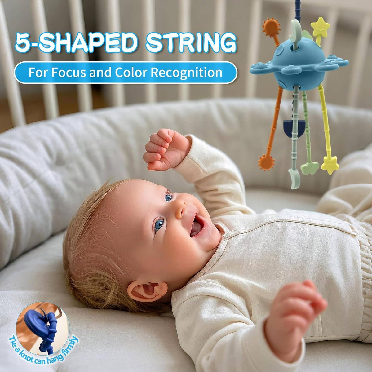 Montessori Pull String Sensory Toy for 6-12-18 Months Babies: 1 Set(Mix & Match Colors)
