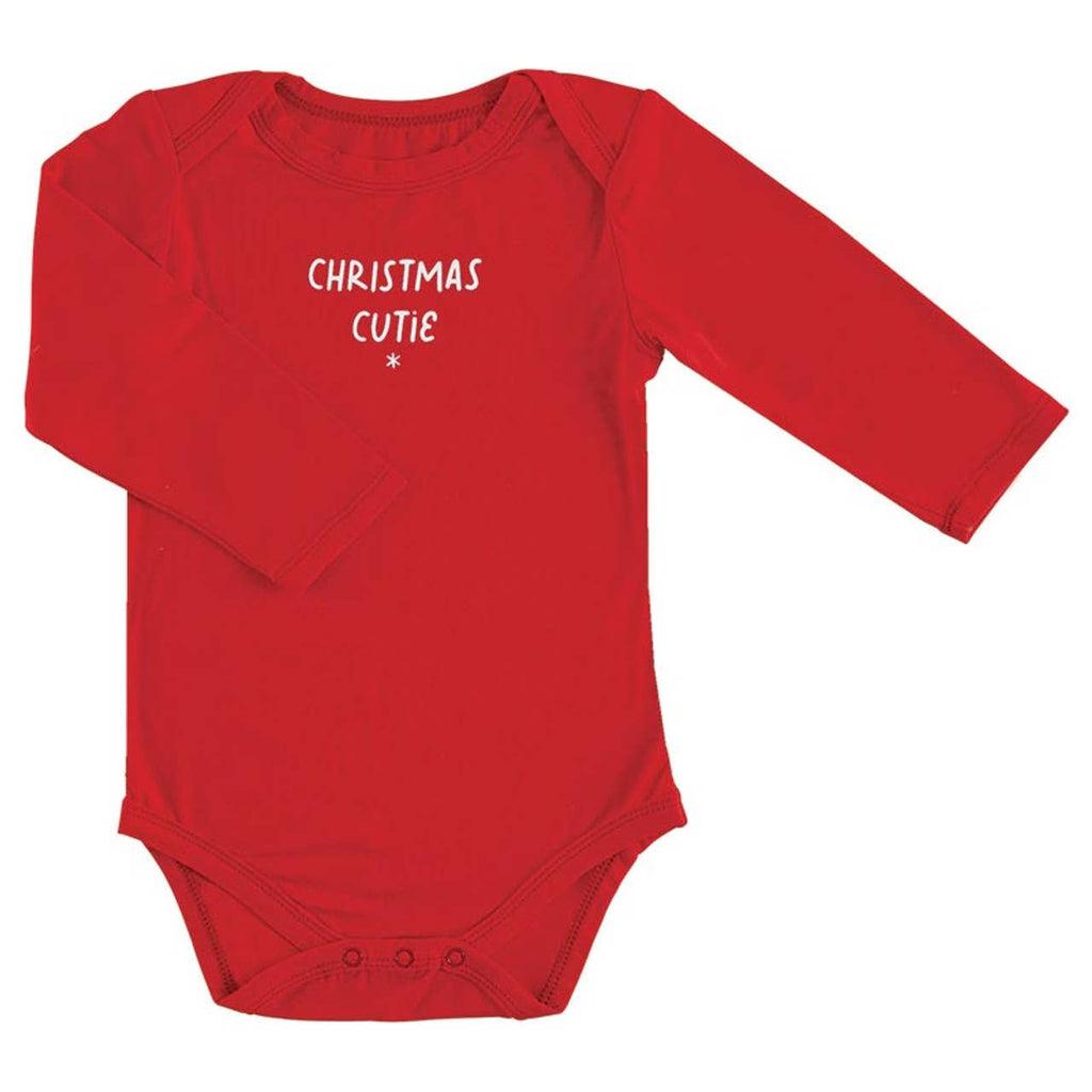 Long Sleeve Snapshirt - Christmas Cutie: Machine Wash Cold. Tumble Dry Low. / 95% Viscose from Bamboo, 5% spandex / 6-12M
