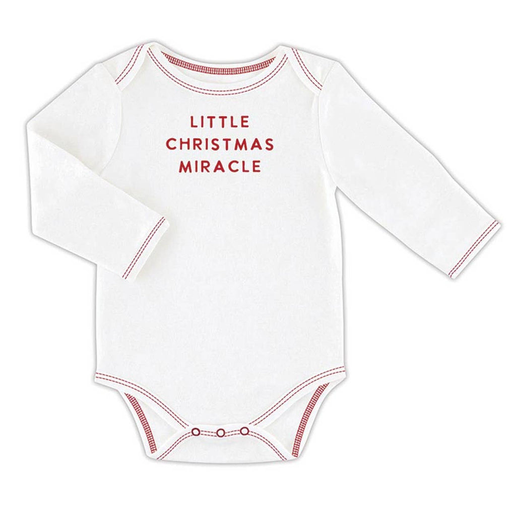 Long Sleeve Snapshirt - Little Christmas Miracle: Machine Wash Cold. Tumble Dry Low. / 95% Cotton 5% Spandex / 0-3M