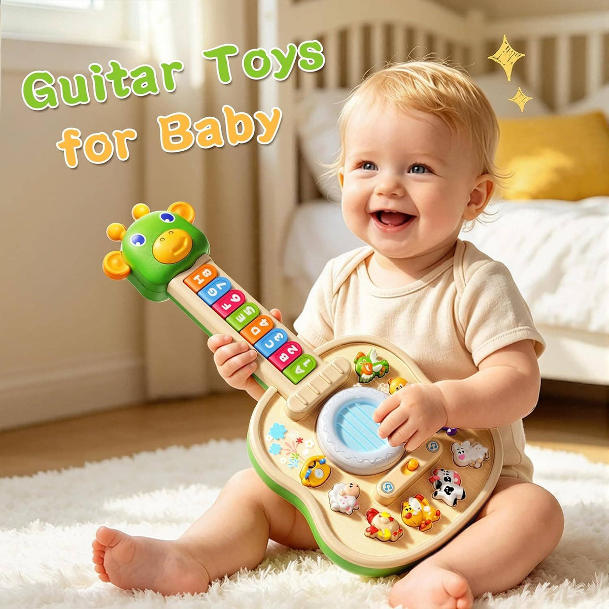 Kids Educational Animal Keyboard Guitar Toy – Multi-Function: 1 Pack