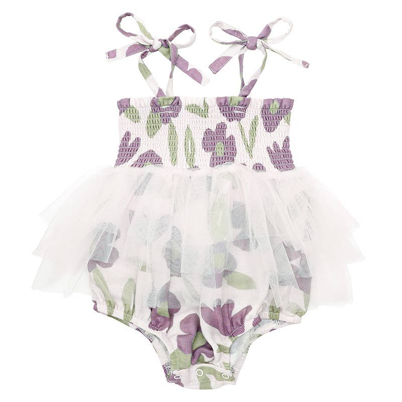 Tutu Bubble Romper - Purple Floral