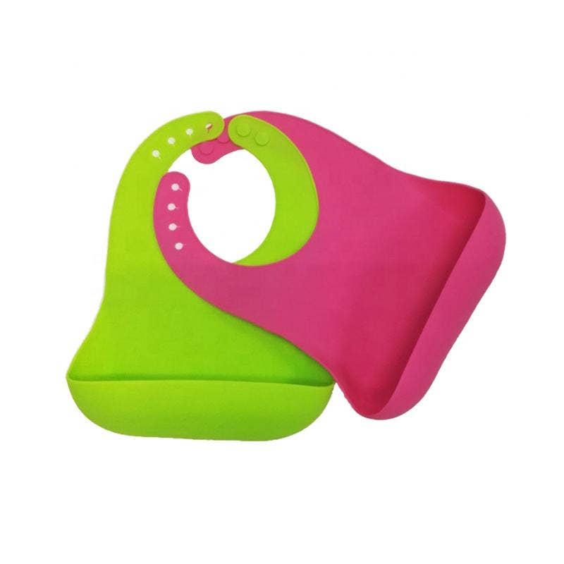 Silicone Bibs for Babies, 2 Sets Baby Feeding Bibs Waterproof Soft Durable Adjustable Bibs - MOQ 10 Pcs: Mix & Match Colors