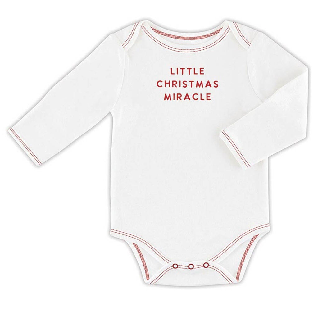 Long Sleeve Snapshirt - Little Christmas Miracle: Machine Wash Cold. Tumble Dry Low. / 95% Cotton 5% Spandex / 0-3M