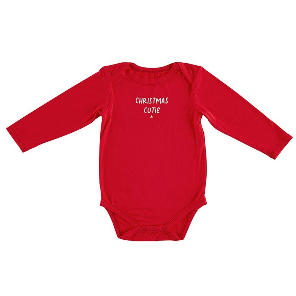 Long Sleeve Snapshirt - Christmas Cutie: Machine Wash Cold. Tumble Dry Low. / 95% Viscose from Bamboo, 5% spandex / 6-12M