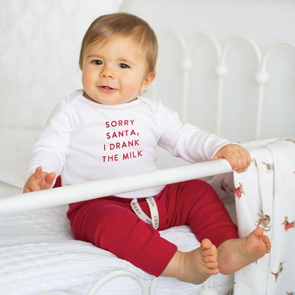Long Sleeve Snapshirt - Sorry Santa: Machine Wash Cold. Tumble Dry Low. / 95% Cotton 5% Spandex / 3-6M