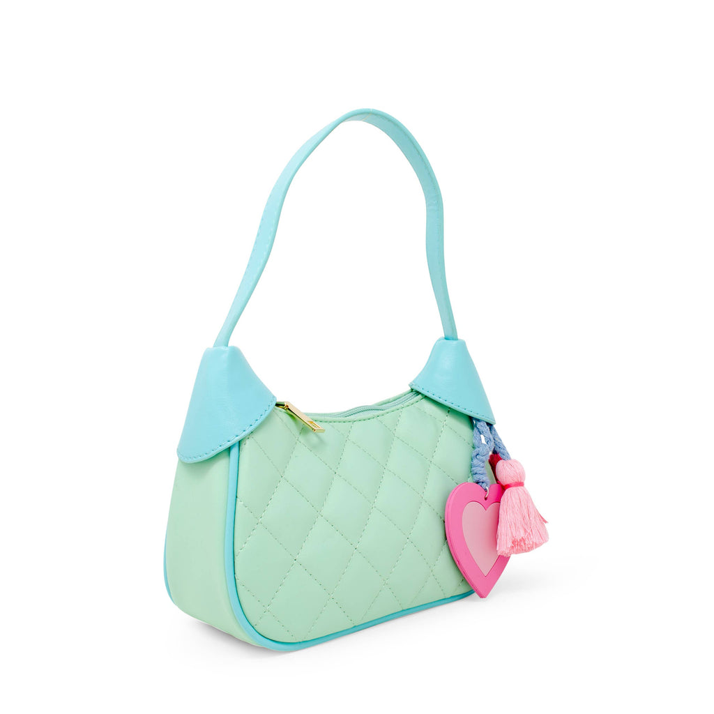 Kids Quilted Shoulder Bag: Aqua Green