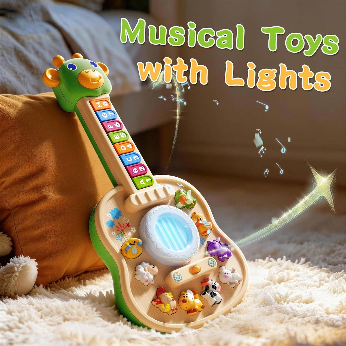 Kids Educational Animal Keyboard Guitar Toy – Multi-Function: 1 Pack