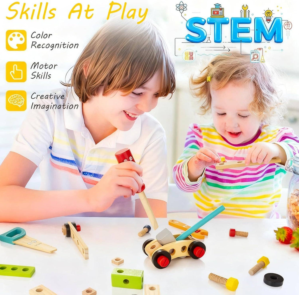 Wooden Toddler Tools Set Includes Tool Box, Montessori: 1 Set