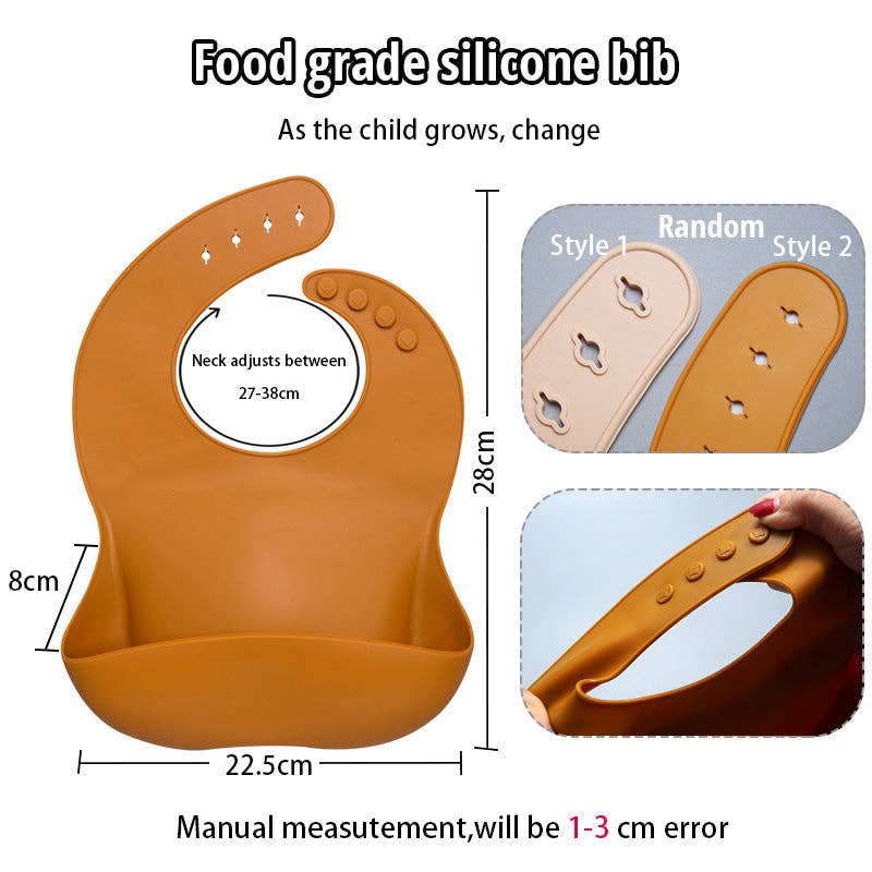 Silicone Bibs for Babies, 2 Sets Baby Feeding Bibs Waterproof Soft Durable Adjustable Bibs - MOQ 10 Pcs: Mix & Match Colors