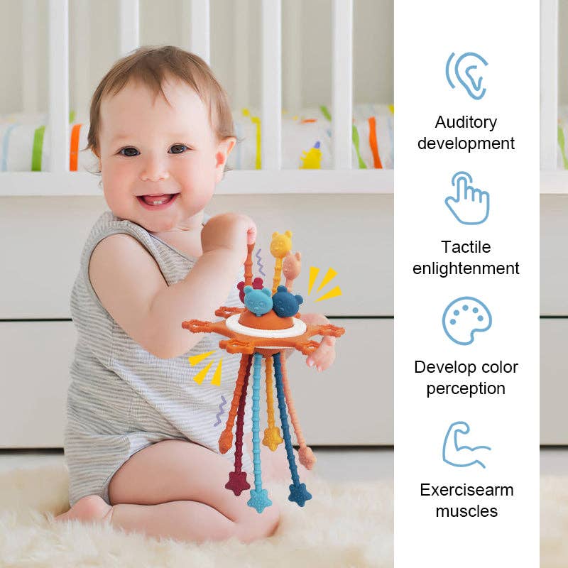 Montessori Pull String Sensory Toy for 6-12-18 Months Babies: 1 Set(Mix & Match Colors)