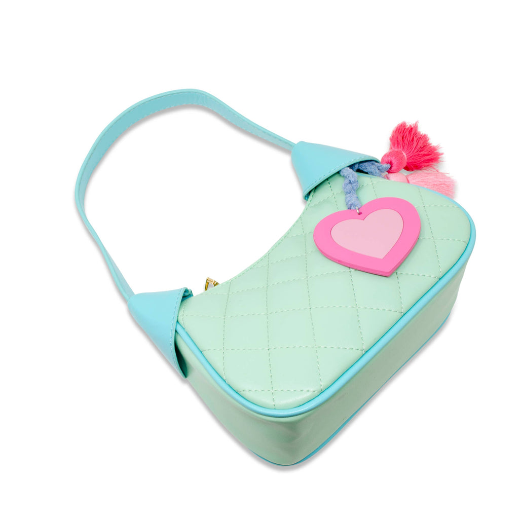 Kids Quilted Shoulder Bag: Aqua Green