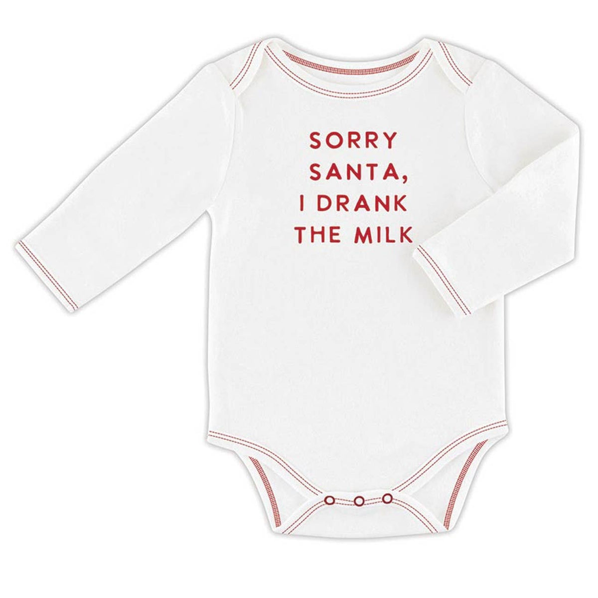 Long Sleeve Snapshirt - Sorry Santa: Machine Wash Cold. Tumble Dry Low. / 95% Cotton 5% Spandex / 3-6M
