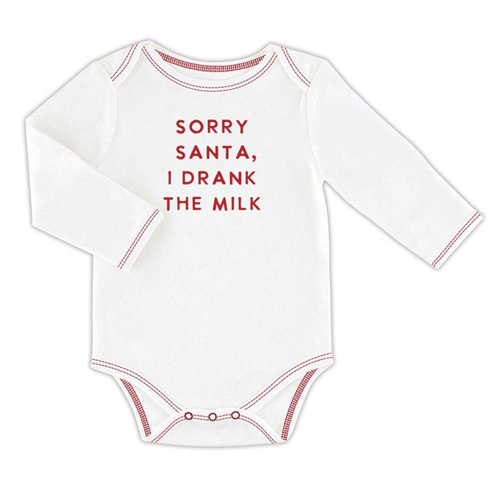 Long Sleeve Snapshirt - Sorry Santa: Machine Wash Cold. Tumble Dry Low. / 95% Cotton 5% Spandex / 3-6M