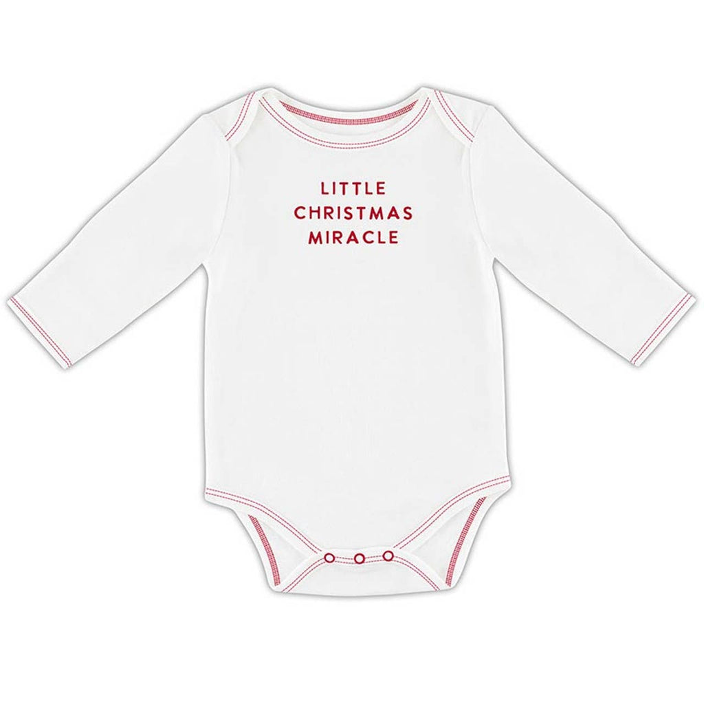 Long Sleeve Snapshirt - Little Christmas Miracle: Machine Wash Cold. Tumble Dry Low. / 95% Cotton 5% Spandex / 0-3M