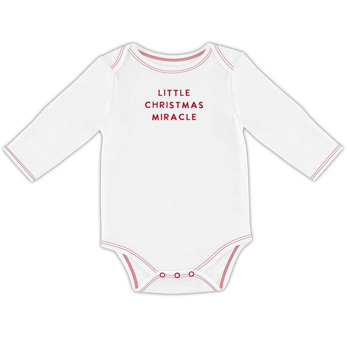 Long Sleeve Snapshirt - Little Christmas Miracle: Machine Wash Cold. Tumble Dry Low. / 95% Cotton 5% Spandex / 0-3M