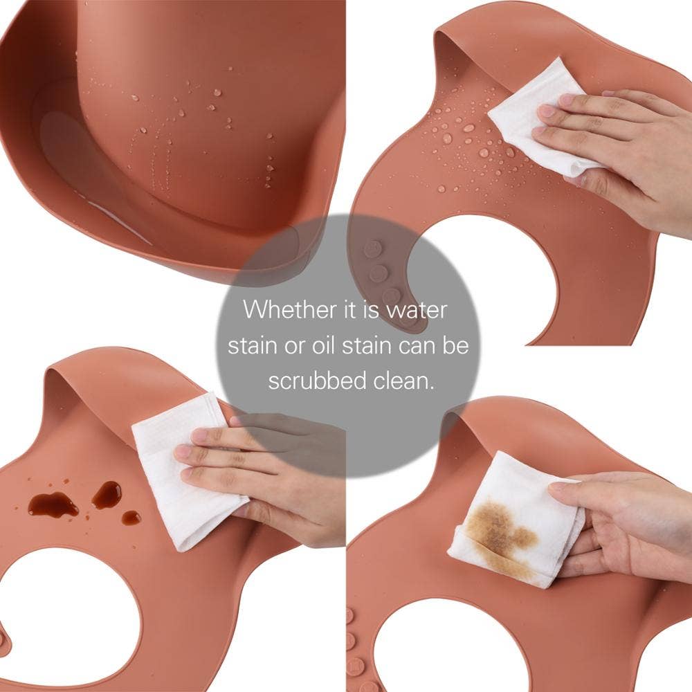 Silicone Bibs for Babies, 2 Sets Baby Feeding Bibs Waterproof Soft Durable Adjustable Bibs - MOQ 10 Pcs: Mix & Match Colors