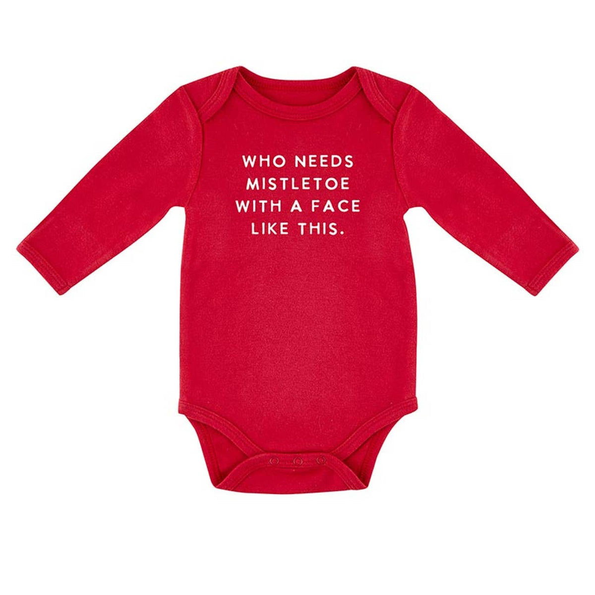 Long Sleeve Snapshirt - Mistletoe: Machine Wash Cold. Tumble Dry Low. / 95% Cotton 5% Spandex / 3-6M
