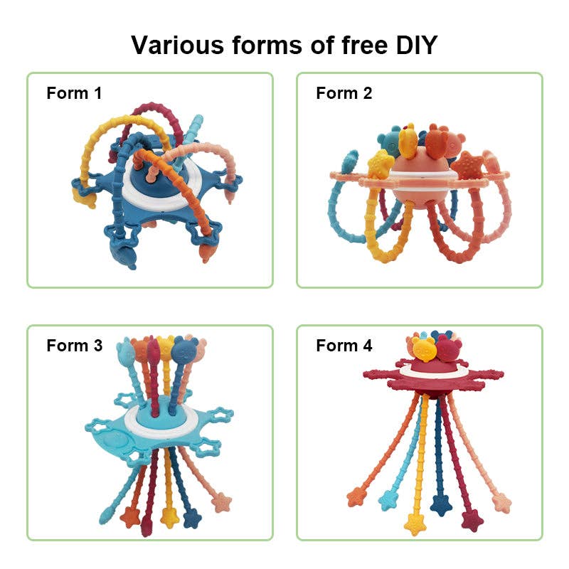 Montessori Pull String Sensory Toy for 6-12-18 Months Babies: 1 Set(Mix & Match Colors)
