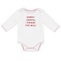 Long Sleeve Snapshirt - Sorry Santa: Machine Wash Cold. Tumble Dry Low. / 95% Cotton 5% Spandex / 3-6M