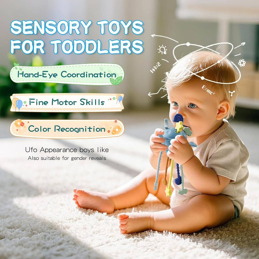 Montessori Pull String Sensory Toy for 6-12-18 Months Babies: 1 Set(Mix & Match Colors)