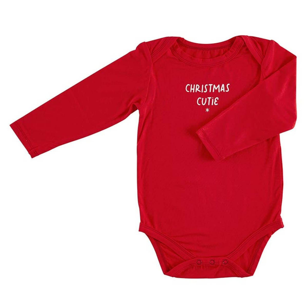 Long Sleeve Snapshirt - Christmas Cutie: Machine Wash Cold. Tumble Dry Low. / 95% Viscose from Bamboo, 5% spandex / 6-12M